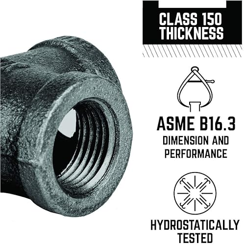 Vista 30 de PIPE DECOR - Codo de salida lateral de 1/2 pulgada, accesorios de hierro maleable negro para tuberías, pezones y accesorios estándar de 1/2 pulgada