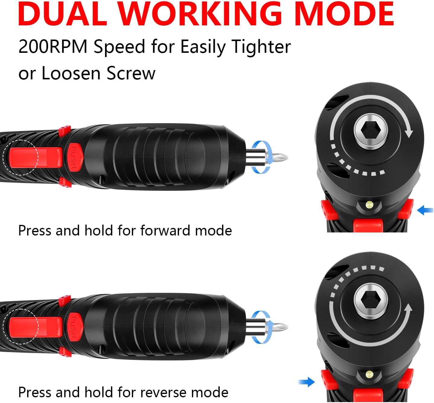 Power Screwdriver Cordless, JENABOM Screwdriver Bits Set Rechargeable, 3.6V Li-ion 3.5N·m Max Torque Electric Rotatable Drill Screwdriver for Home Improvement DIY Project, 47 Pcs
