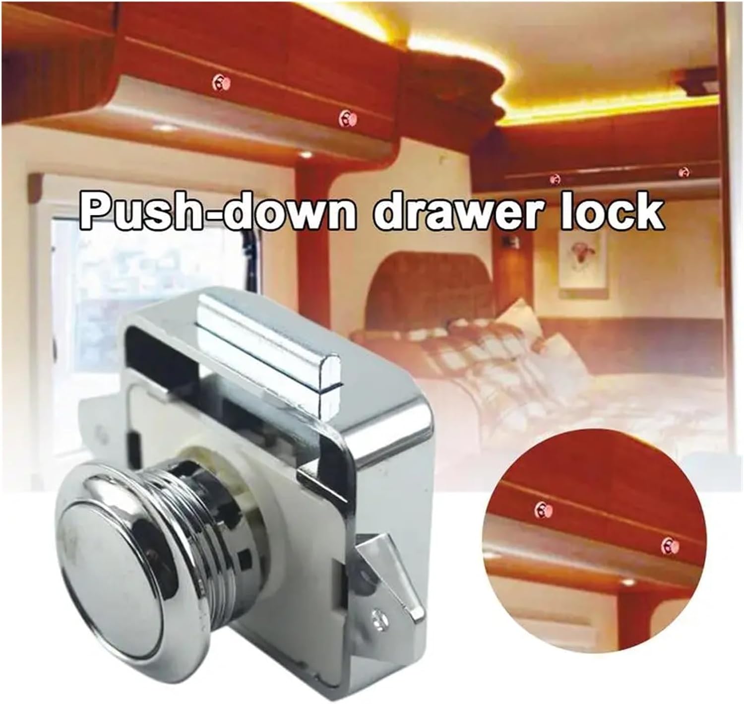 Push Button Latch Lock Diameter 26mm Cabinet Lock Door RV Catch Knobs Furniture Drawer Locks Camp-er Car Push Button Latch Locks