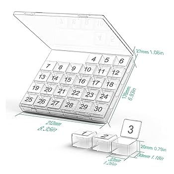 Amazon.co.jp: 1個の月間ピルオーガナイザー、30日のピル