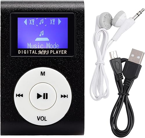 Reproductor de MP3, memoria de 32 GB, LCD de 1.8 pulgadas, clip integrado, negro