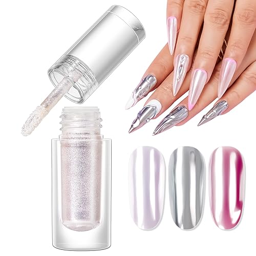 Makartt Esmalte de uñas cromado, refleja el líquido cromado de uñas de sirena, efecto espejo, perla iridiscente, camaleón, esmalte de uñas cromado,