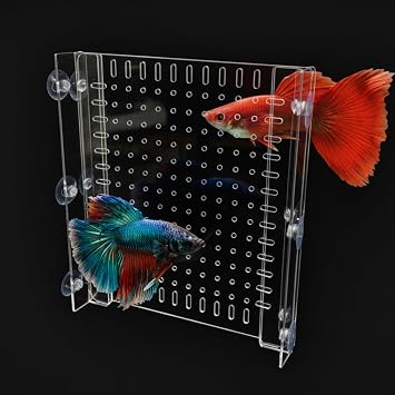 Fish Tank Divider for 15/20 Gallon Long Aquariums, 11.2"x11" Acrylic Adjustable Separator with Suction Cups