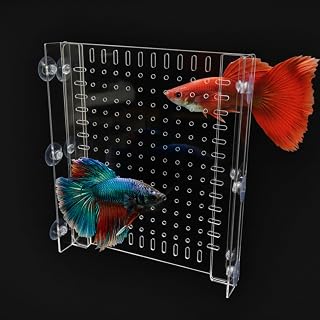 Fish Tank Divider for 15/20 Gallon Long Aquariums, 11.2"x11" Acrylic Adjustable Separator with Suction Cups