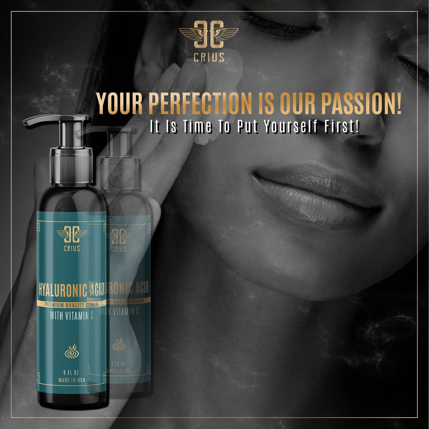 Hyaluronic Acid Serum Infused with Vitamin C, and E, Powerful Pigment Correction Serum - 6 Oz,made in USA