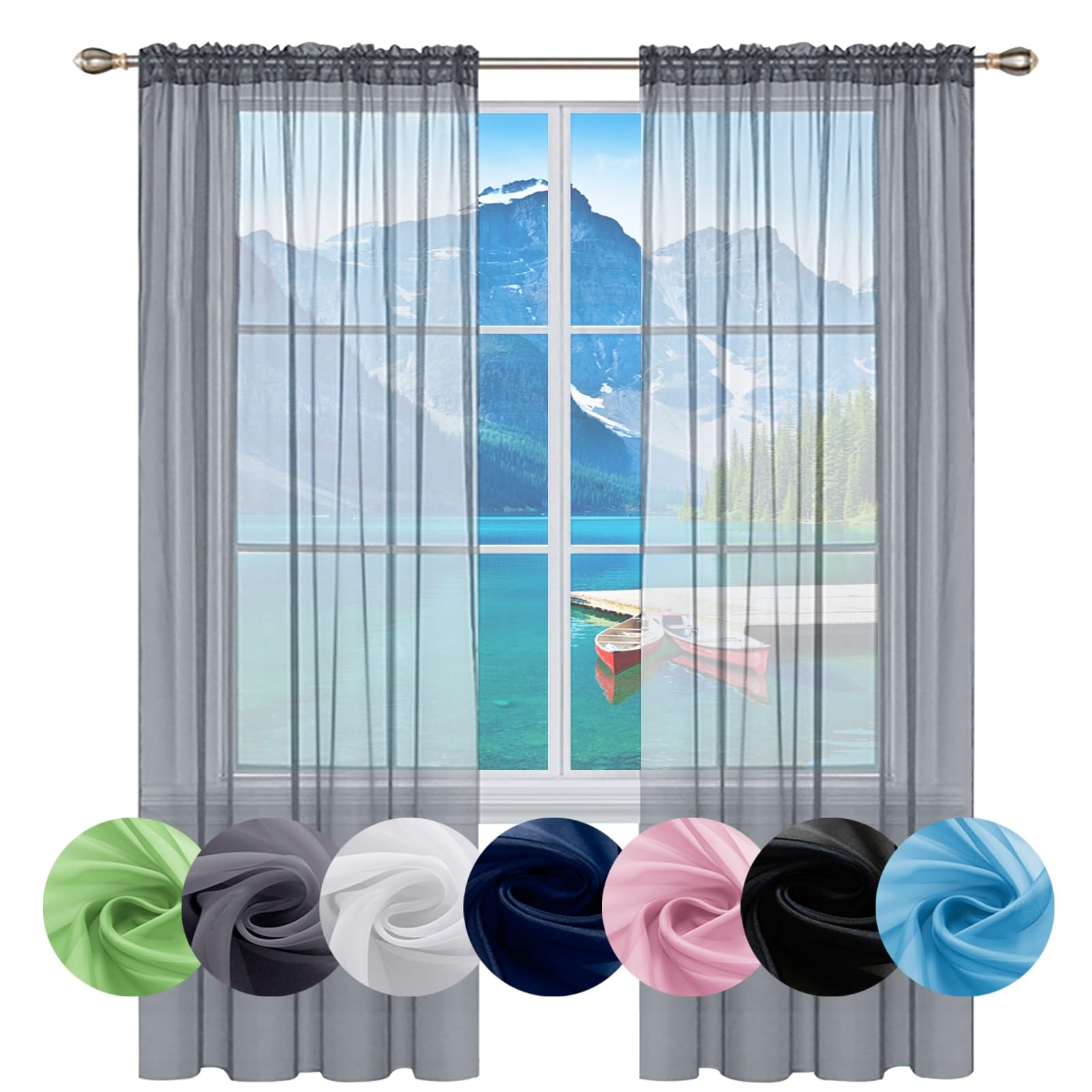 GAIFNAG Cortinas Salon Modernas Cortinas Cortas 240 x 200 cm con Ojales Anti Luz Cortina Termica Aislantes Frio y Calor Cortina Decorativa con Arco para Boda para Ventanas Salon/Cocina, Gris Claro