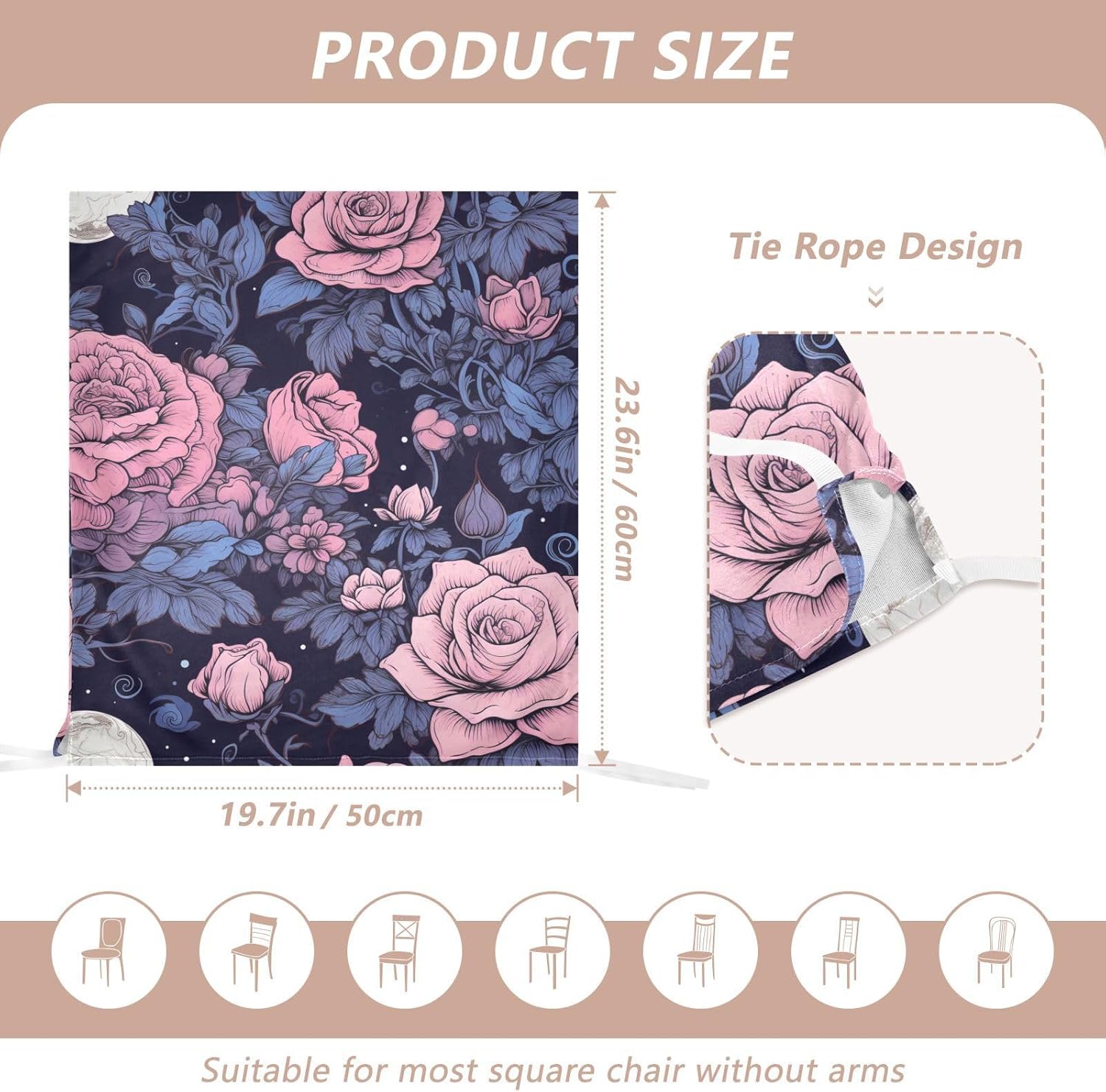 ALAZA Roses Moon Chair Back Cover Set of 6, Washable Reusable Removable Chair Slipcovers Decorative Chair Cover for Home Kitchen Wedding Party