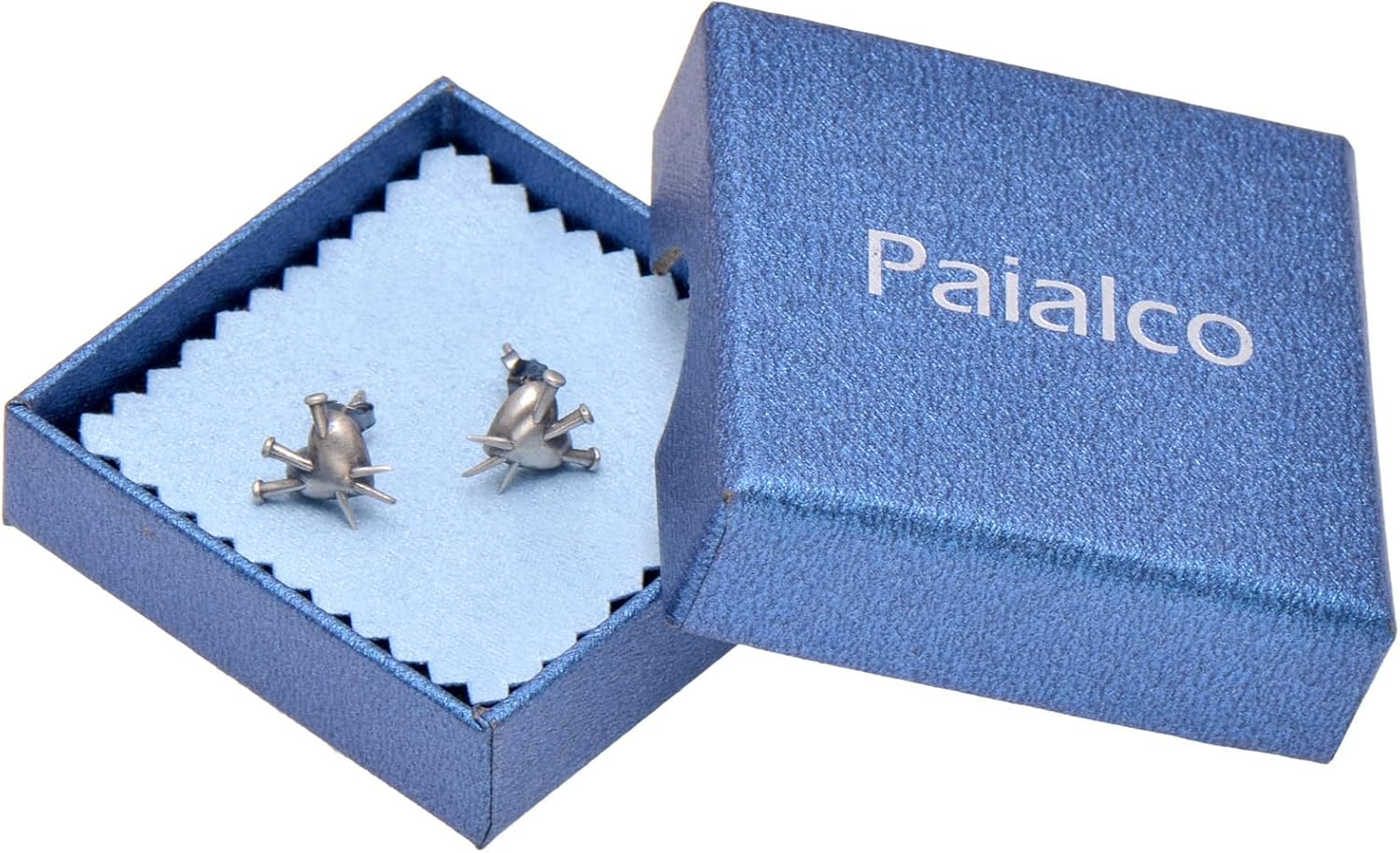 Paialco Gothic Sterling Silver Nailed Heart Earrings Pierced Studs, Oxidized Jewellery for Women - Image 7