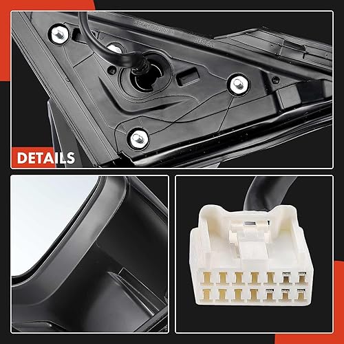 Miniatura 6 de A-Premium Par (2) espejos eléctricos para puerta del conductor y del pasajero, compatible con Honda Civic 2016-2021, retrovisor exterior plegable