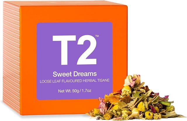 T2 Tea - Sweet Dreams Herbal Tea, Loose Leaf Flavoured Herbal Tisane in Gift Cube, 50g, 1.7oz