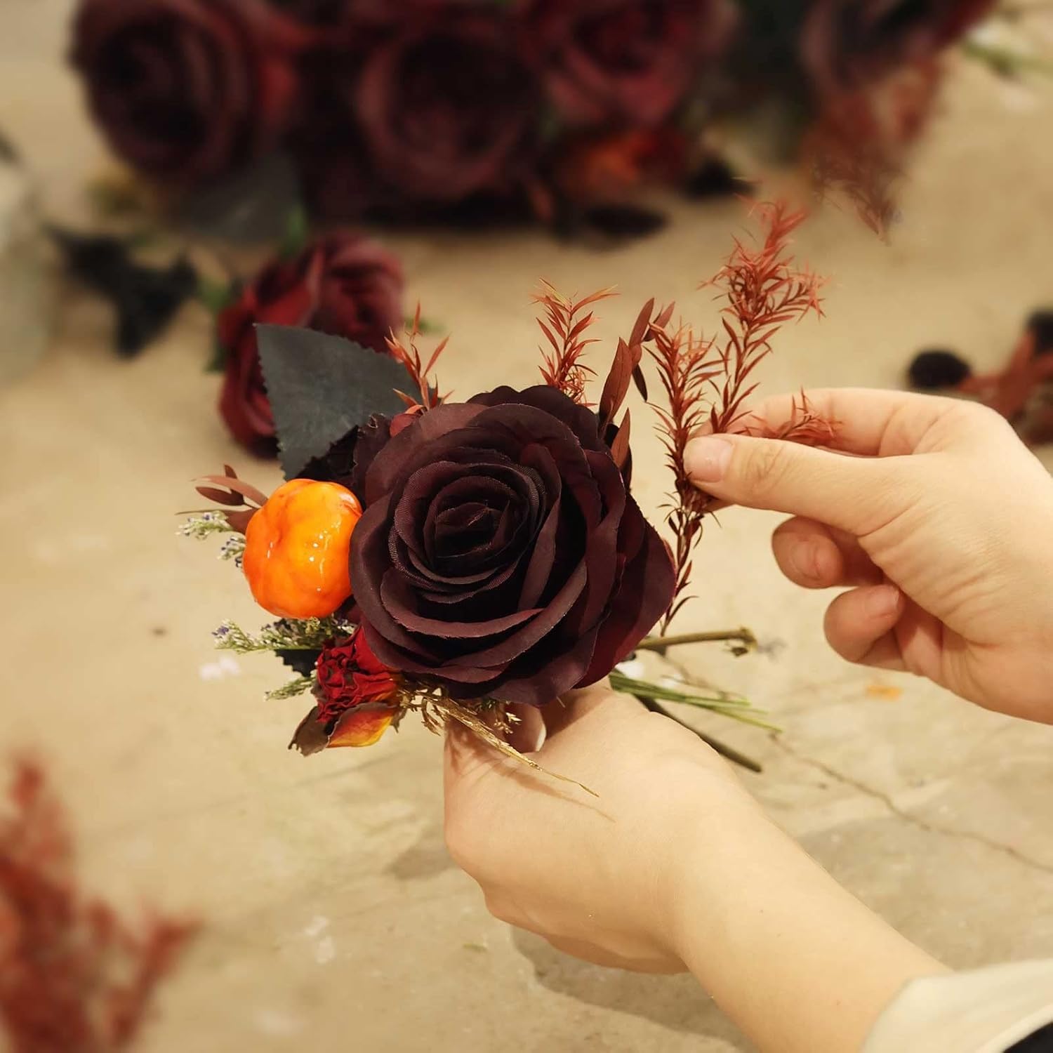 Macrak 10 Pcs Artificial Silk Roses Flowers Long Stem Fake Rose Flowers Bouquet for Home Wedding Party Centerpiece Decorations (Burgundy) - Image 3