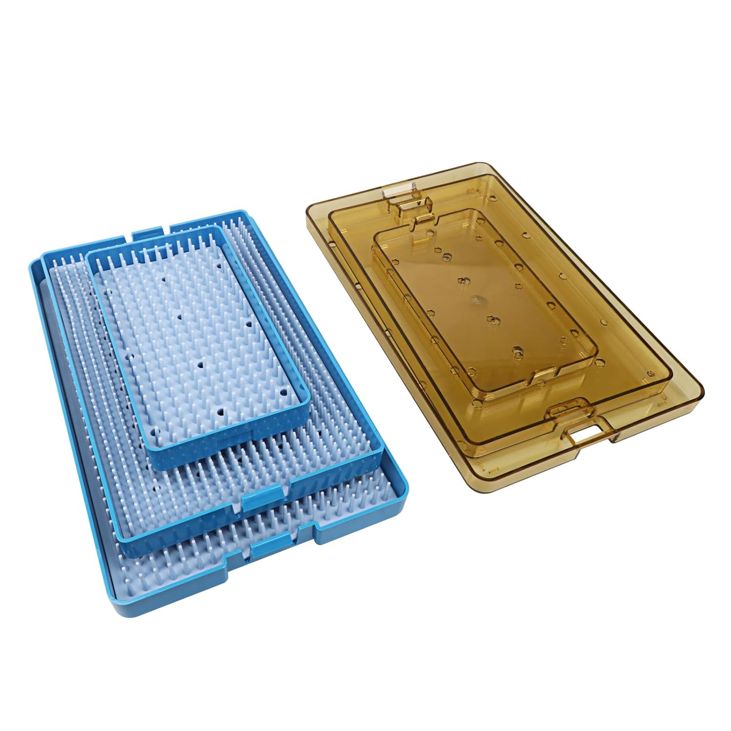EustomA Autoclavable Instruments Sterilization Tray Plastic Case with Silicone Mat Storage Box S/M/L Size 3Pcs/Set for Lab