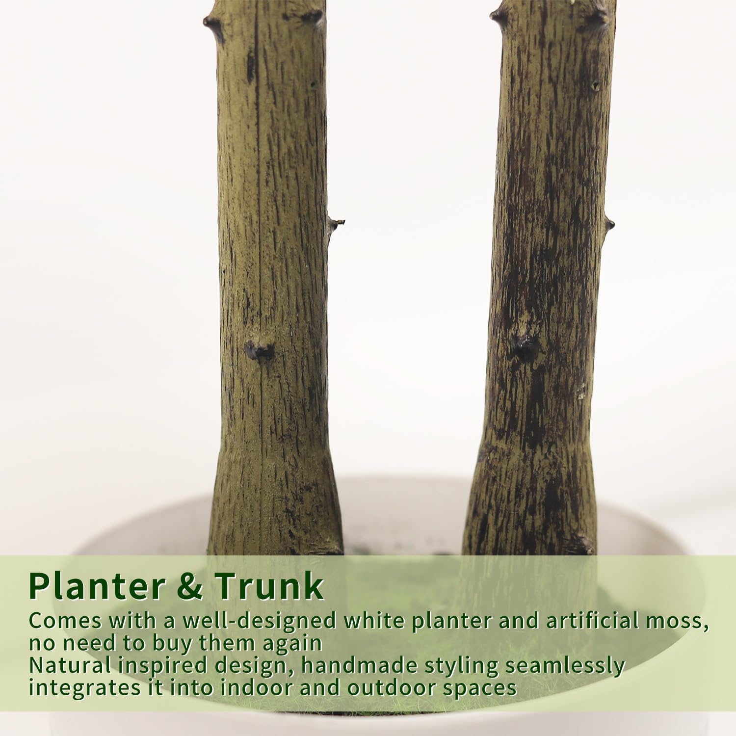 Artificial Ficus Tree 6FT Tall, Artificial Plants Indoor with White Planter Faux Ficus Tree Realistic Faux Silk Plant for Home Office Living Room, Porch, Garden Decor - Image 6