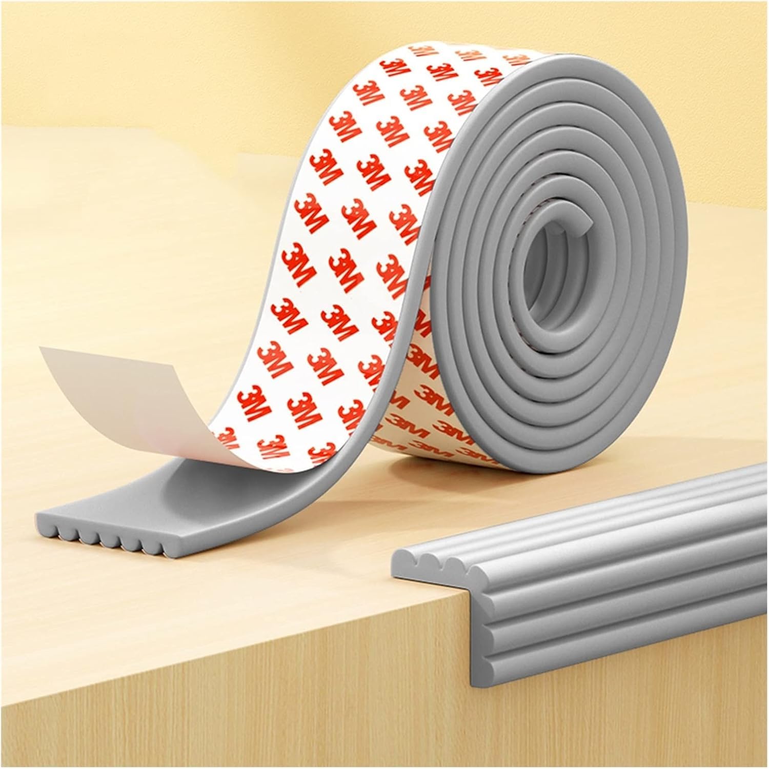 Eckenschutz, Schaumstoff-Kantenschutz, Multifunktionaler Kanten- und Eckenschutz, Schaumstoffpuffer, breiter Möbelstoßfänger, Tischschutz for scharfe Kanten(Gray,5m)