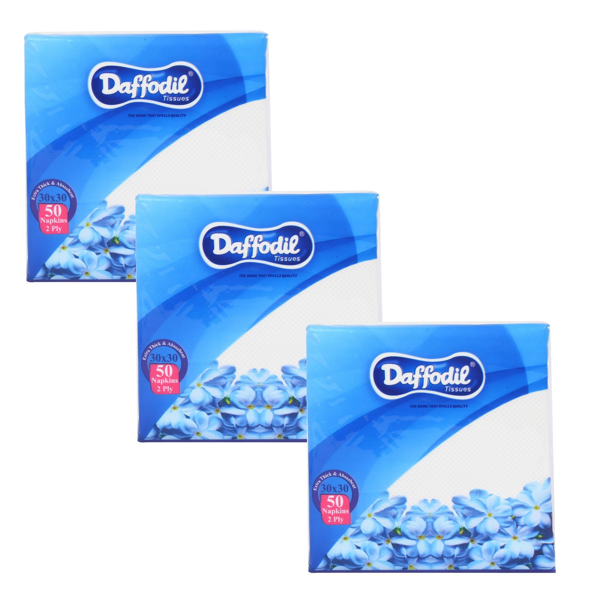 DAFFODIL 2Ply Tissue Paper Napkins - Soft Tissue Paper, High Absorbent Paper Napkin, Perfect for Daily Use, Parties, and Dining Essentials - 3 Packs, (50pcs per pack, 150pcs) (B0CBFQ45TP) Amazon Price History, Amazon Price Tracker