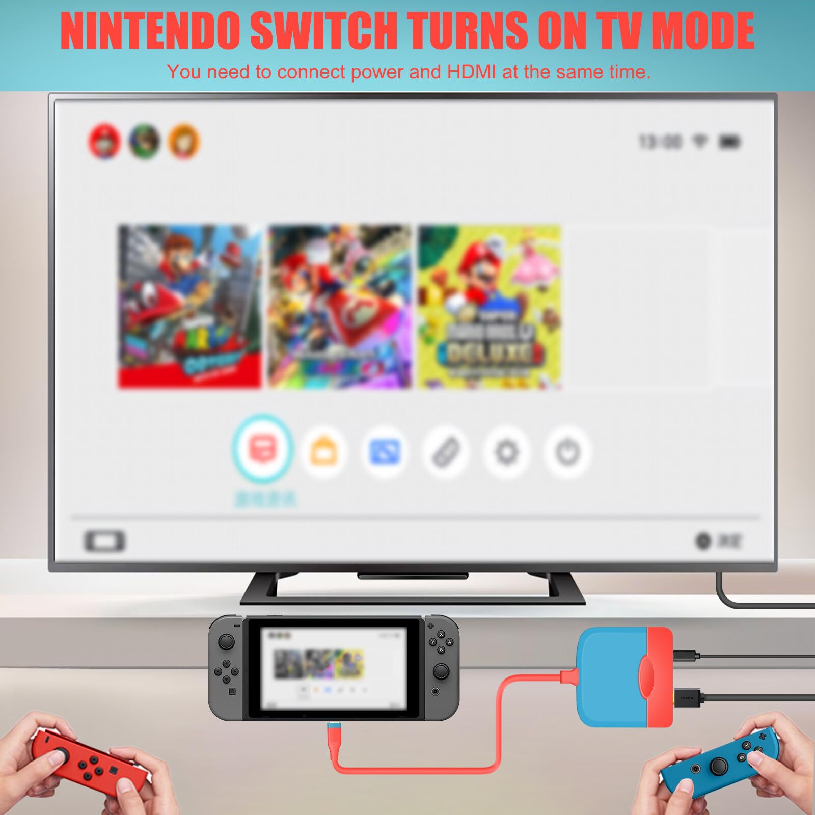 Station d'accueil 3 en 1 pour Nintendo Switch OLED, Switch Station d'accueil de type C 100 W, adaptateur TV avec 4 K HDMI USB 3.0 PD Charge USB C, adaptateur USB Type C vers HDMI pour Switch, Mackbook
