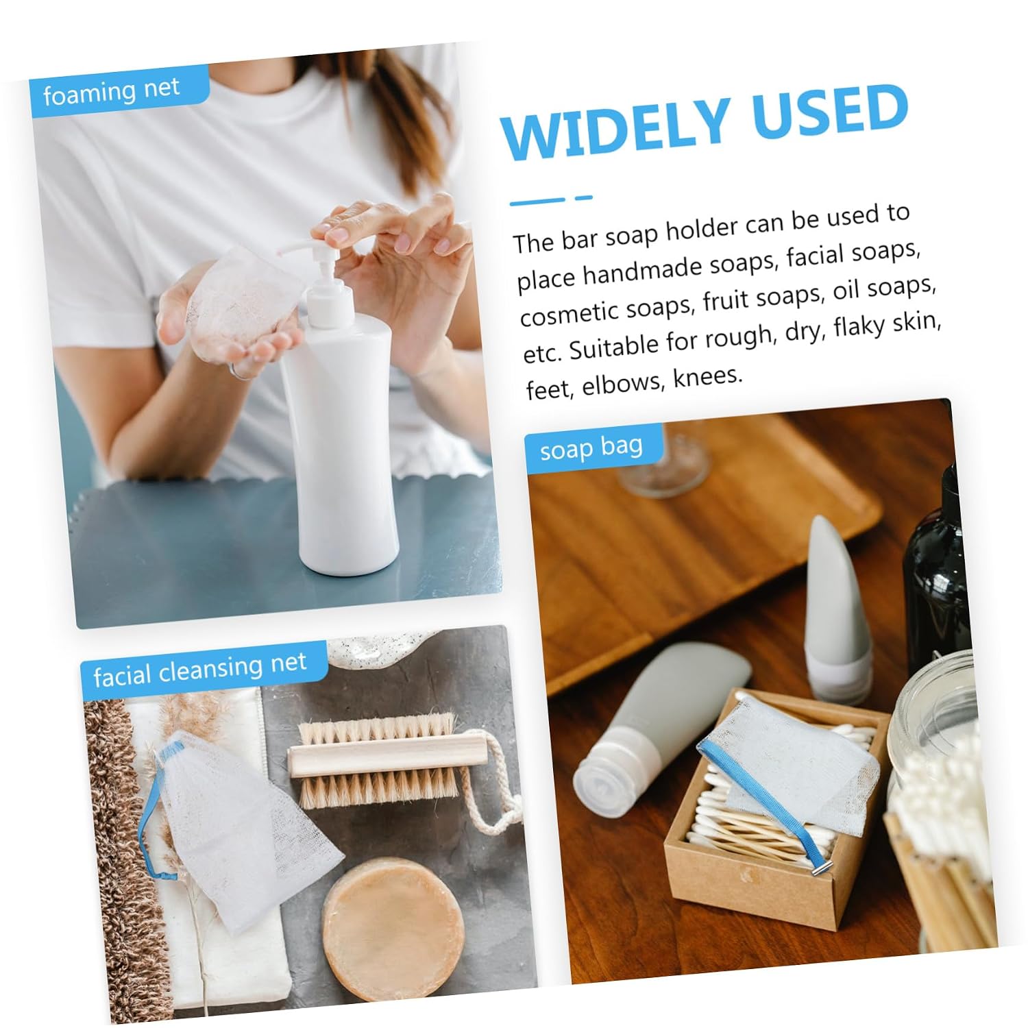 8PCS Foaming Nets Soap Bags with Drawstring for Facial Cleansing and Exfoliating Multipurpose Blue Soap Mesh Holder for Travel and Daily Skincare Comfortable Bubble Net Pouches for