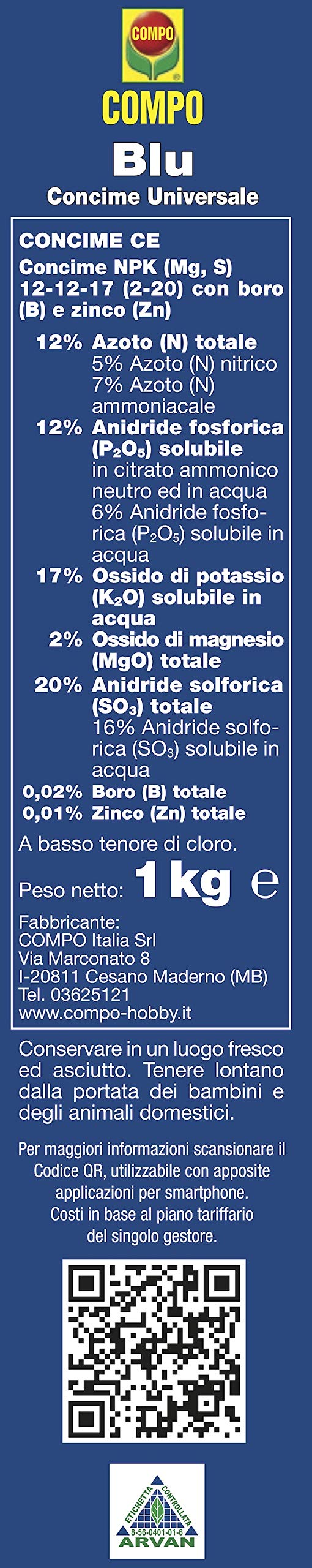 COMPO Blu Concime Granulare Universale Fertilizzante 1 kg