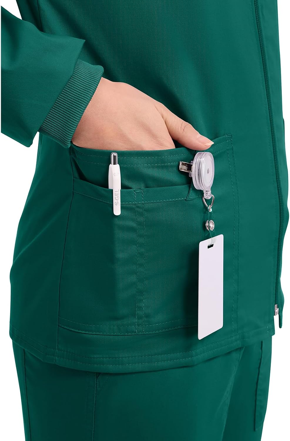 Cherokee Zip Front Scrub Jackets for Women, 3 Pockets, 2-Way Stretch, Soft, Breathable,Brushed Twill - 4315