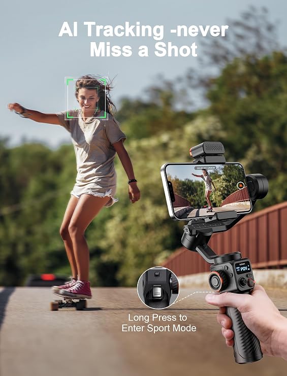 hohem iSteady M6 kit Gimbal Stabilizer for Smartphones, AI Tracker w/CCT/RGB Fill Light, Upgraded 3-Axis Phone Gimbal,Gimbal for iPhone 16,15,14 Pro Max &Android, Phone Gimbal for Youtube Vlog TikTok
