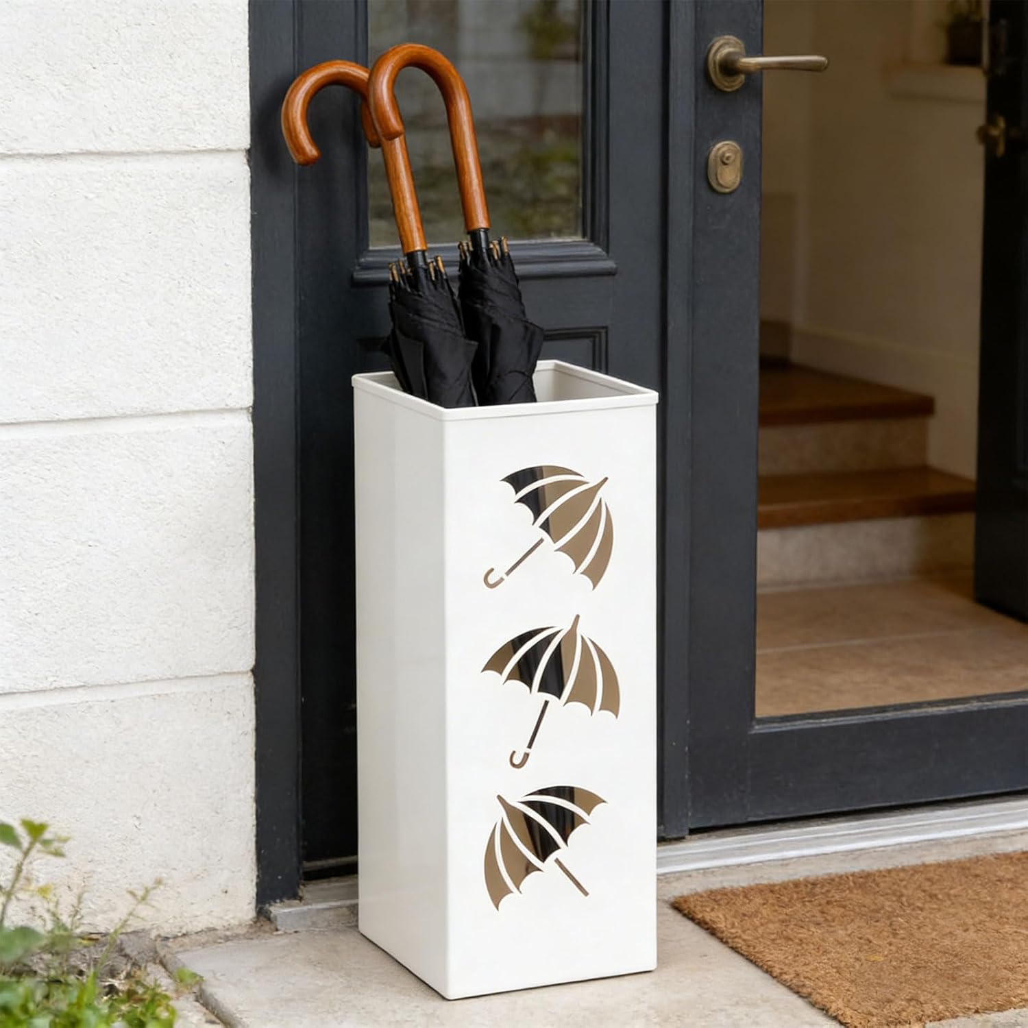 Practical Silver Umbrella Storage Unit Including Breathable Openings for Rapid Drying Execution Ventilated Flower Container