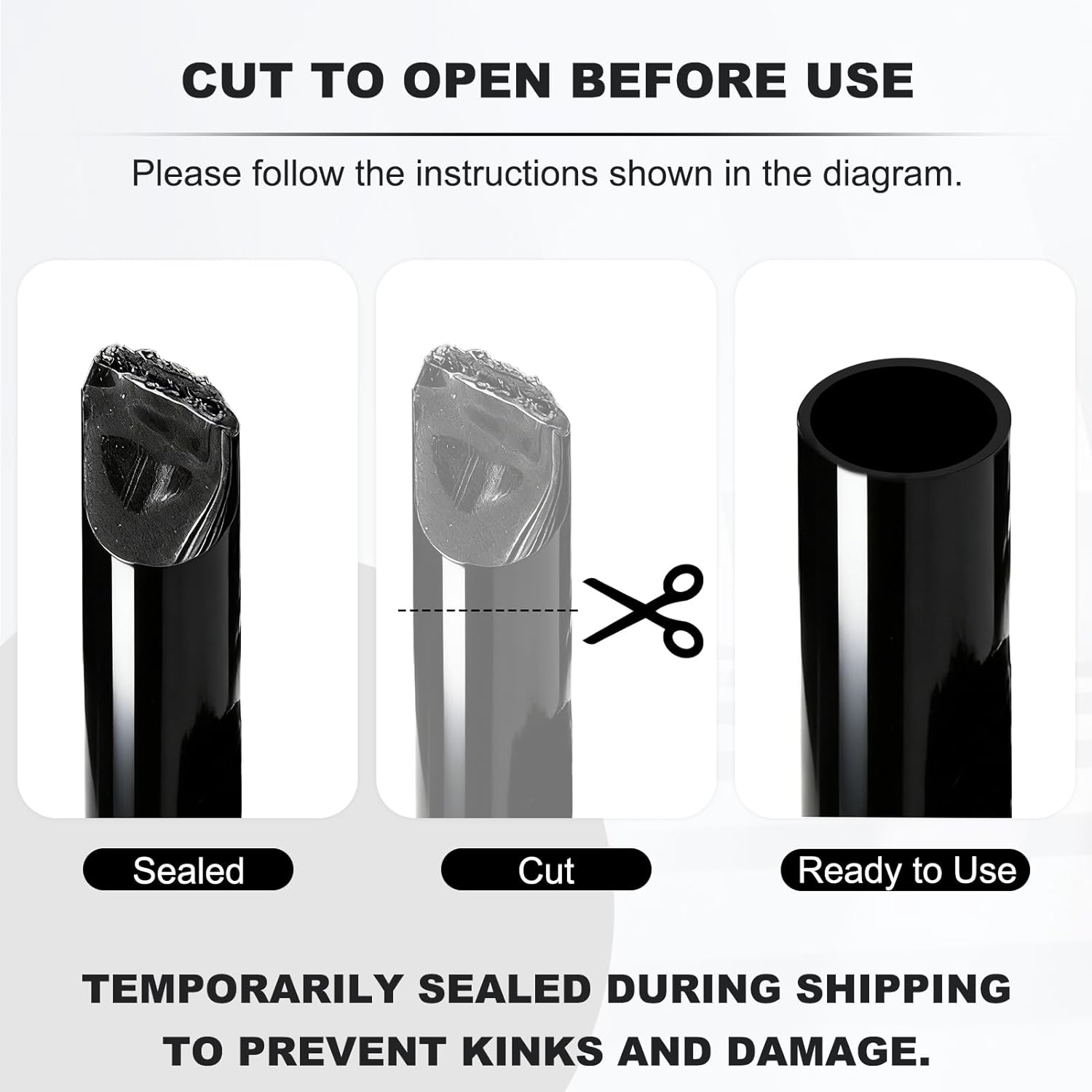 【Air-Supported Packaging】1/2 Inch ID x 50ft PVC Hose - Ends Sealed to Prevent Kinks & Damage. For Water, Air, Fuel Transfer, Industrial Use. Includes 4 Stainless Steel Hose Clamps