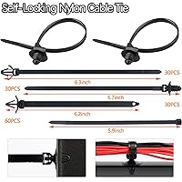 Vista 5 de 180pcs Push Mount Cable Zip Tie with Car Wire Loom Routing Clips,Fastening Cable Clips for Organizing Cables and Cords,Car Clips Contains 7 Sizes