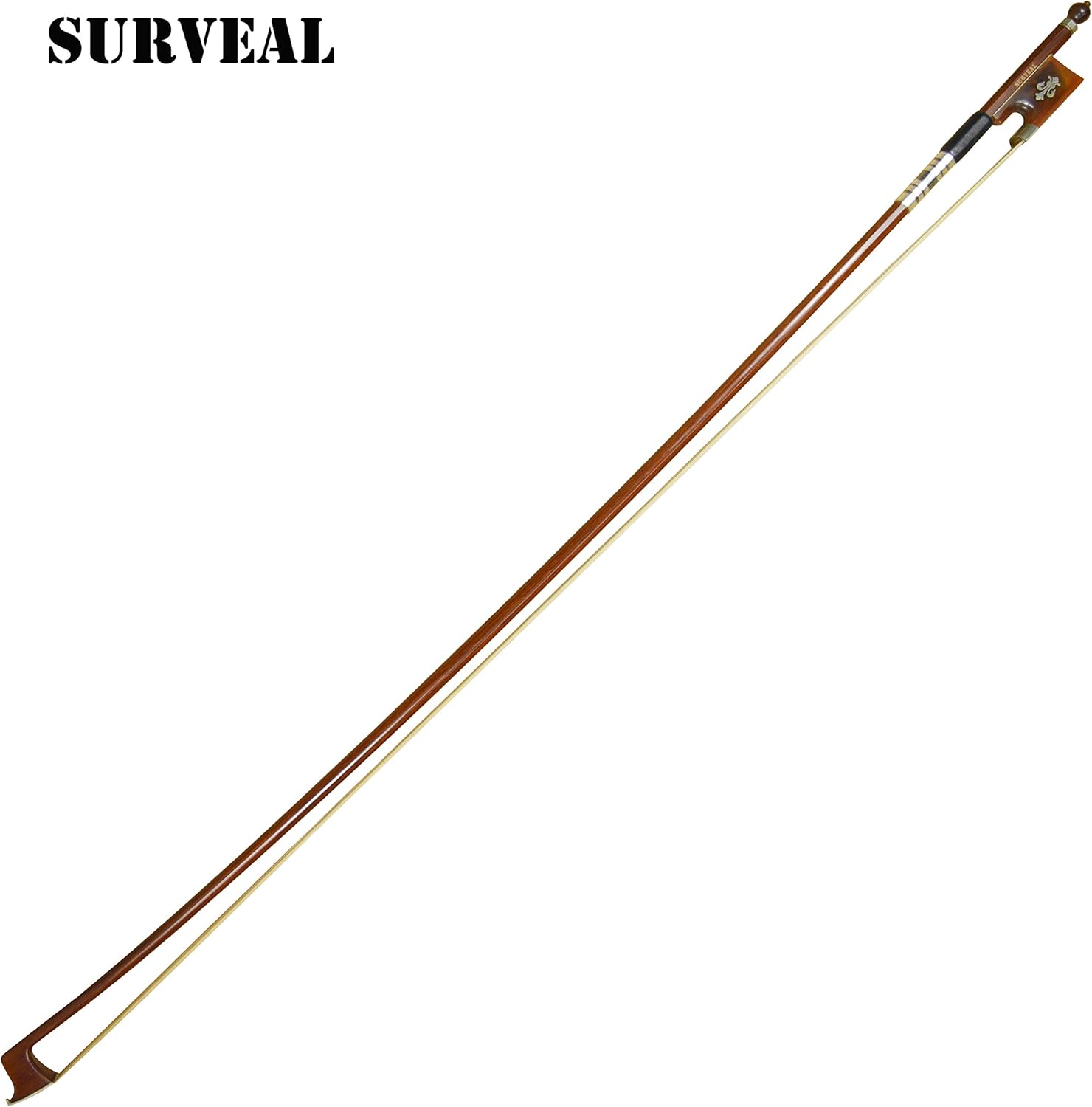 Prossional Brazilwood Baroque Violin Bow Carved Ox horn Frog with Best Mongolia Horse Tail and Best Elastic Arco de Violino Size 4/4 (4/4)