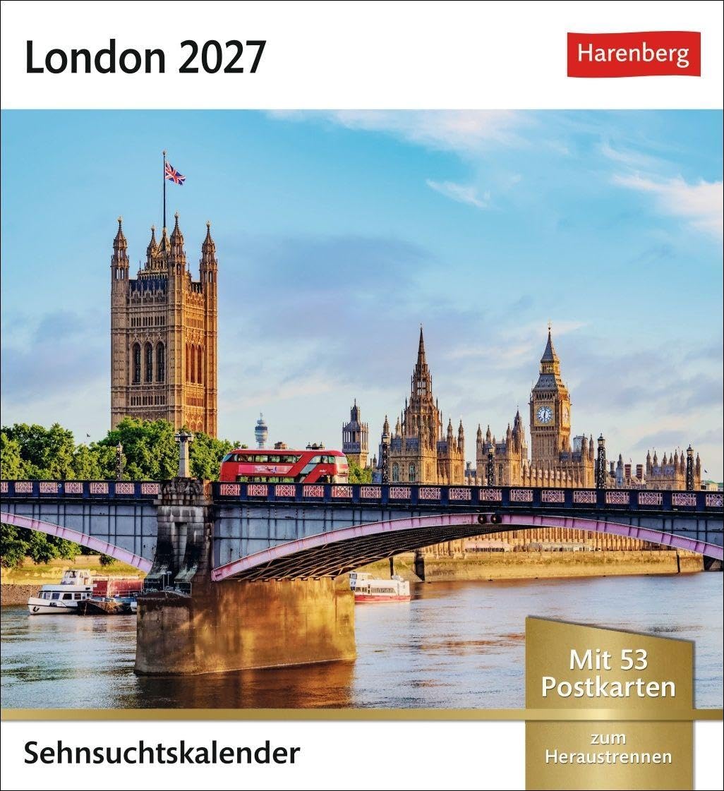 London Sehnsuchtskalender 2027 - Wochenkalender mit 53 Postkarten: Ein Geschenk für Reiselustige: Der Wochenkalender macht Lust auf Buckingham Palace ... 2027 im Postkarten-Format 16 x 17,5 cm