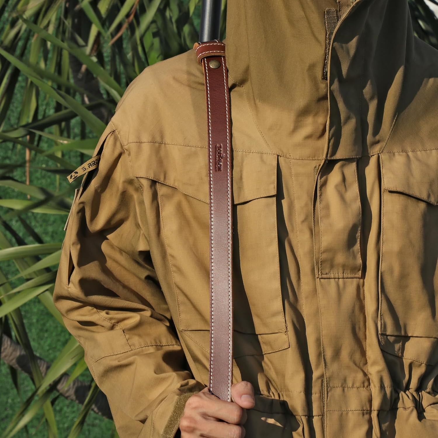TOURBON Adjustable Leather Hunting Gun Sling, Adjustable Rifle Sling with or Without Swivels