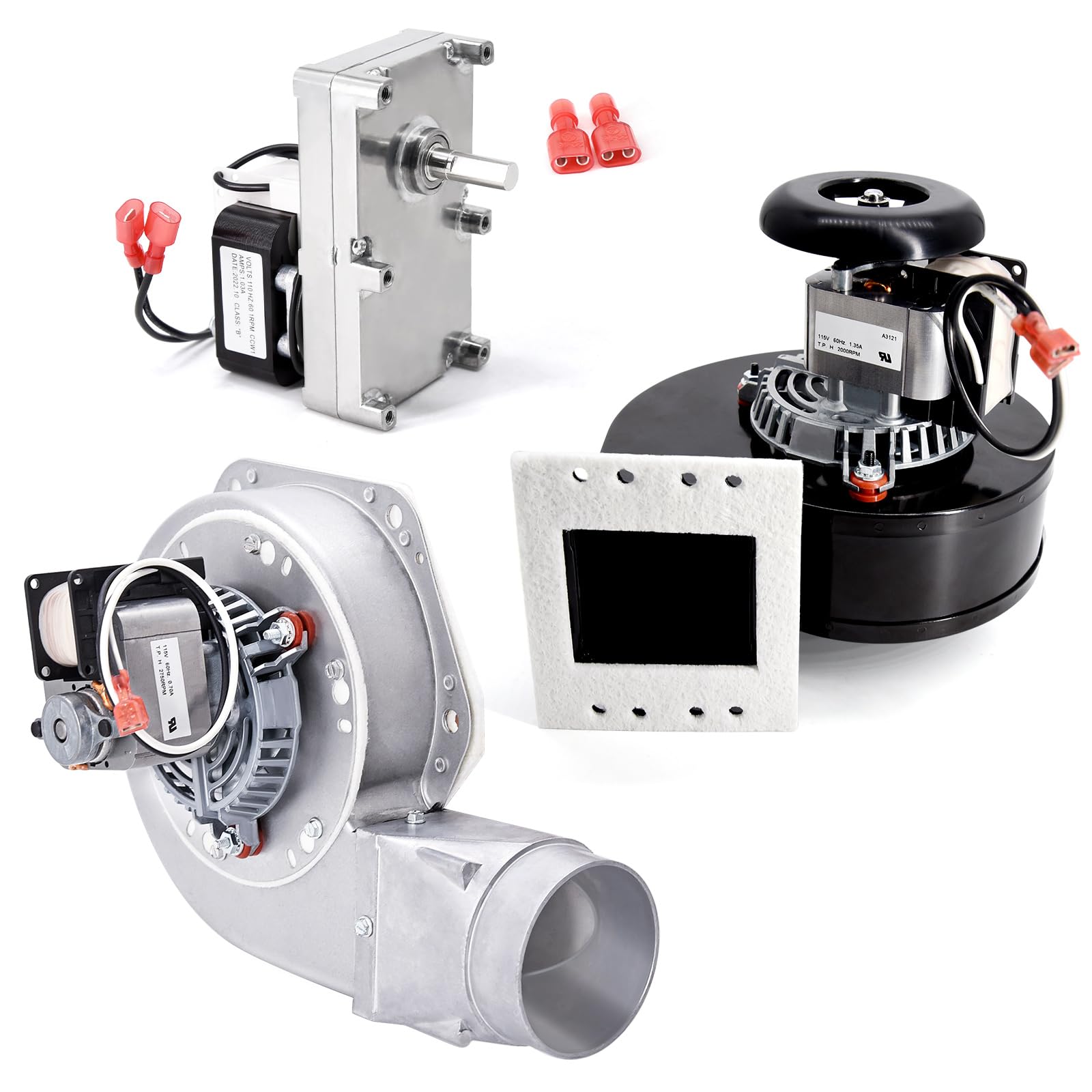 Criditpid Replacement 80473 Exhaust Blower &amp; 80472 80472A Distribution Blower Fan &amp; 80488 Auger Motor Kit for US Stove &amp; USSC American Harvest 6039 6041, King KP130, Ashley 5500 5500M Pellet Stoves.