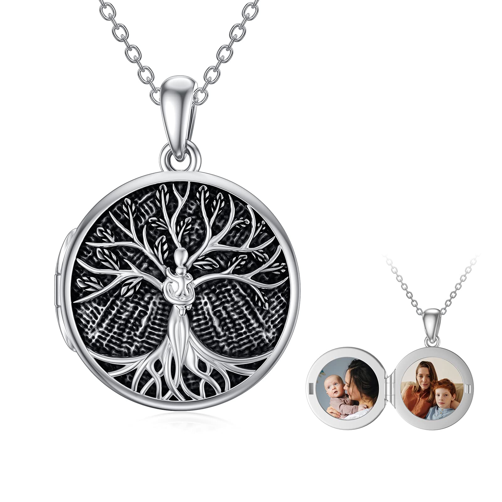 Collana personalizzata con medaglione portafoto con albero della vita, in argento Sterling, per mamma e figlia, regalo di compleanno per donne, mamma, figlia