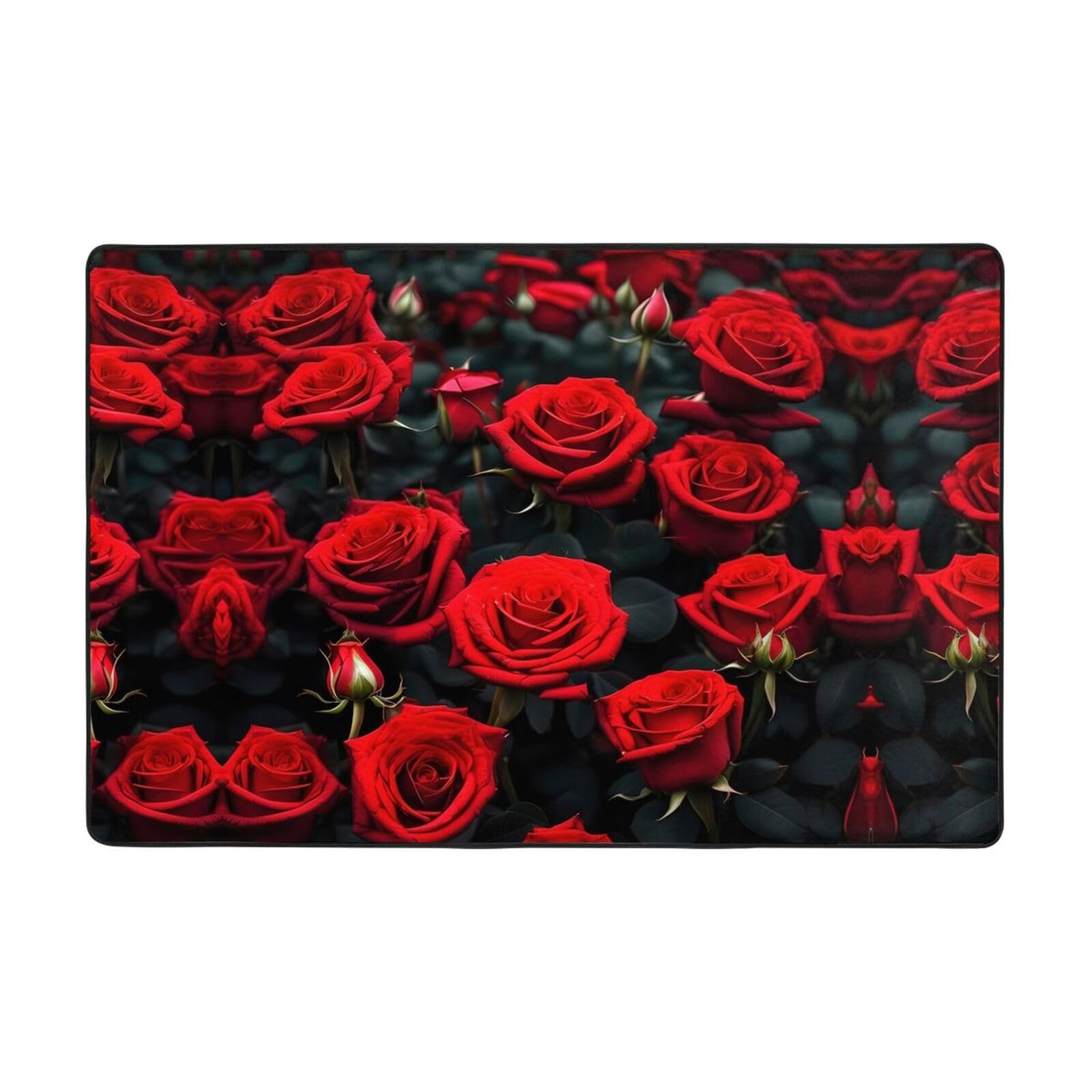 Tapis de zone roses rouges antidérapant et super doux pour chambre d'enfant