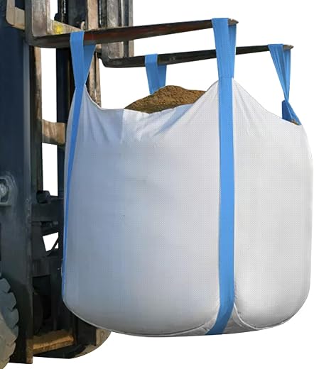 10 Pack FIBC Bulk Bag, 1.5 Ton Bag, 35"L x 35"W x 43"H, 3300lbs SWL, Duffle Top Flat Bottom, Heavy Duty Bulk Bags for Indu...