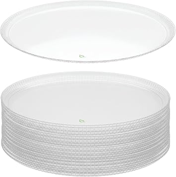 EcoQuality 16 Inch Clear Round Plastic Appetizers Serving Tray, 1 Pack