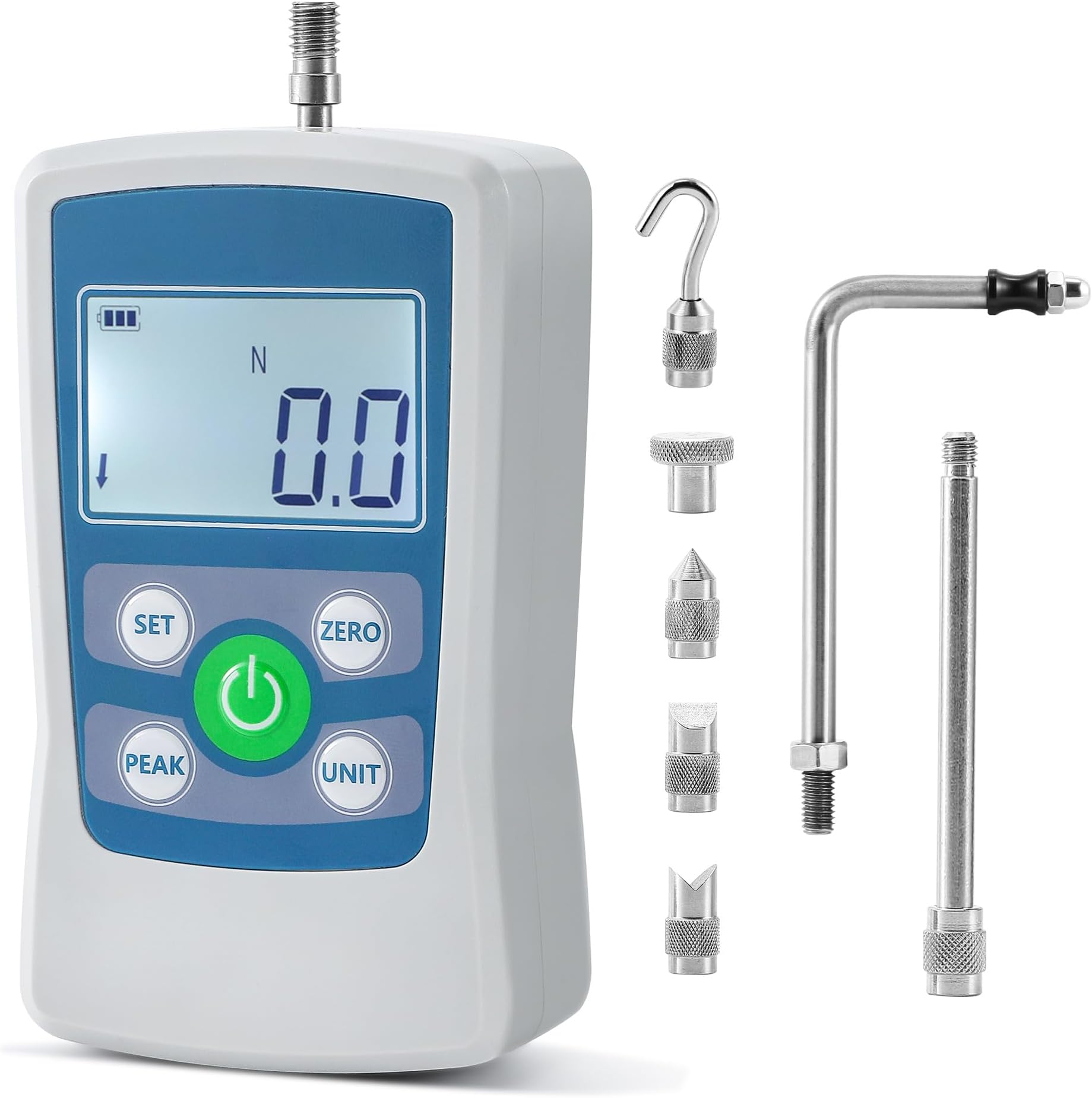 BAOSHISHAN Digital Force Gauge 500N Push Pull Gauge 500N/110LB/50Kg/1800Oz Force Meter with 4 Units Portable Storage Case Backlit LCD Auto Power-Off for School Teaching Mechanics Experiments