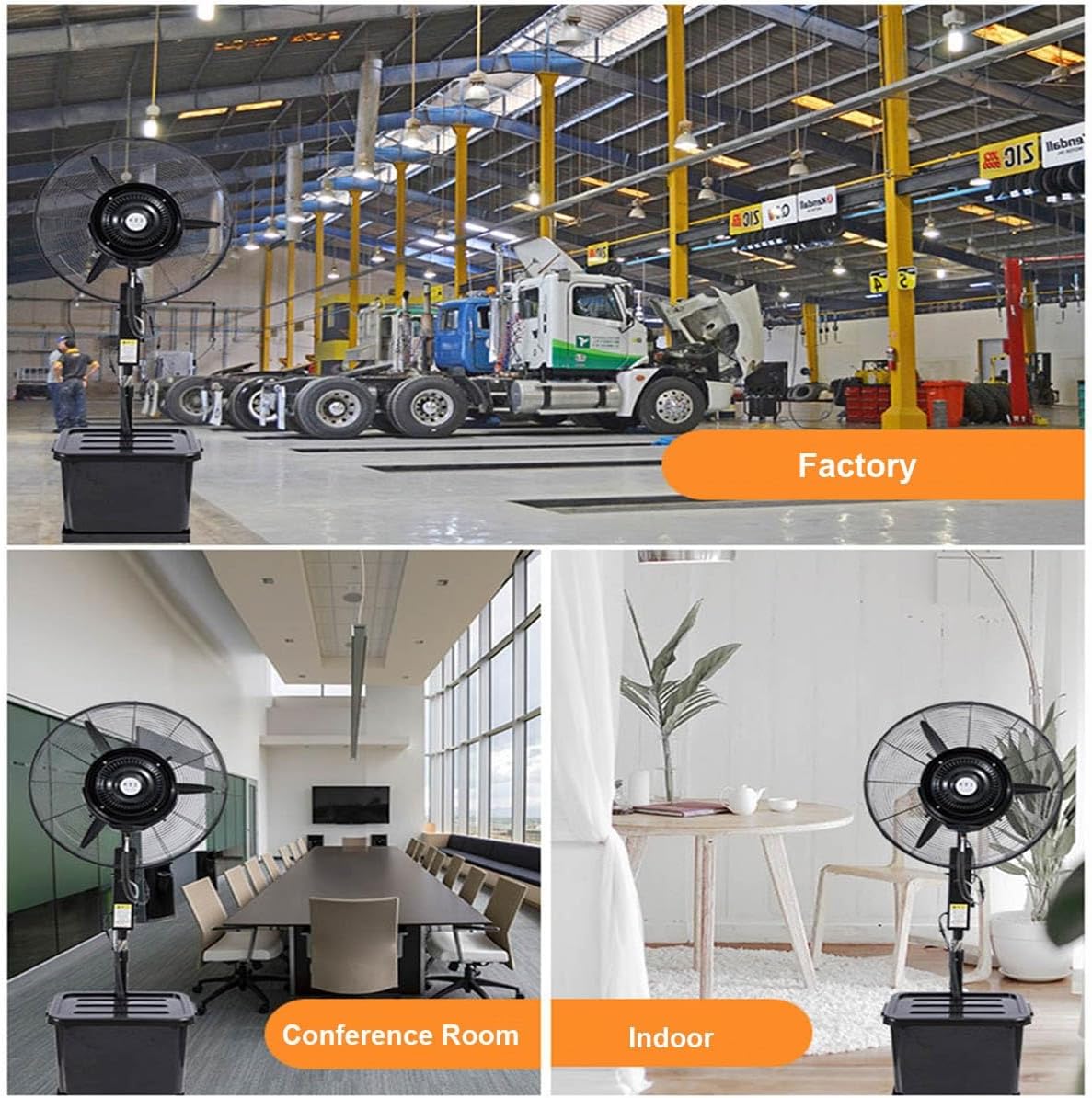 Pedestal Oscillating Misting Fan, Adjustable Height Industrial Floor Fan With 11 Gallon Water Tank, Outdoor Misting Fans For Warehouse, Gym, 3 Cooling Speeds(65cm(26in))