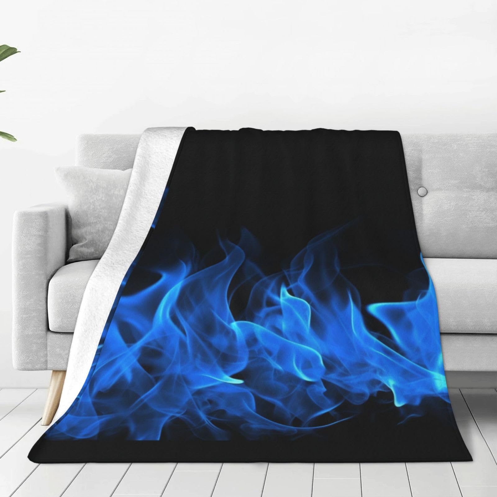 Blue Flame Throw Blanket for Couch, Plush Fuzzy Soft Flannel Blankets and Throws for Sofa, 40"x30" Bed Blankets for Travel Camping Chair, All Season Warm Fleece Blanket