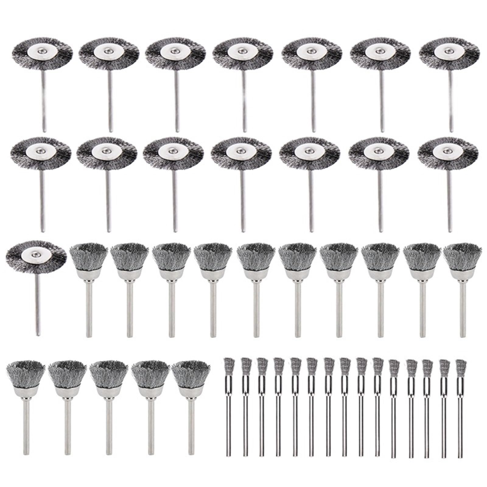Spazzola tazza Set di 10/45 spazzole in filo acciaio e ottone con gambo da 3 mm, spazzola a tazza, strumento lucidatura for utensili rotanti, pulizia