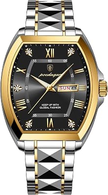 Poedagar Mens Stainless Steel Chronograph Quartz Watch Waterproof Luminous Date Week Man Watches Sports Casual Watch Clock