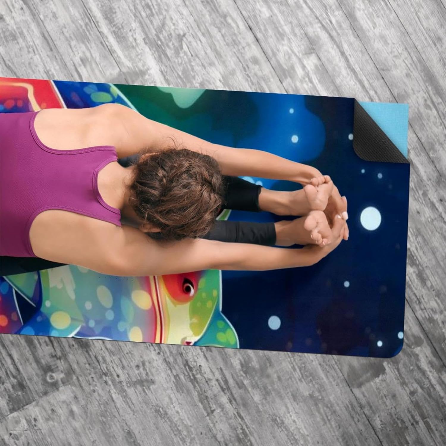 Yoga Towel, Galaxy Frog Pattern Non Slip Sweat Absorbent Hot Yoga Mat Towel for Hot Yoga, Pilates and Fitness - 72.8" x 26.8"