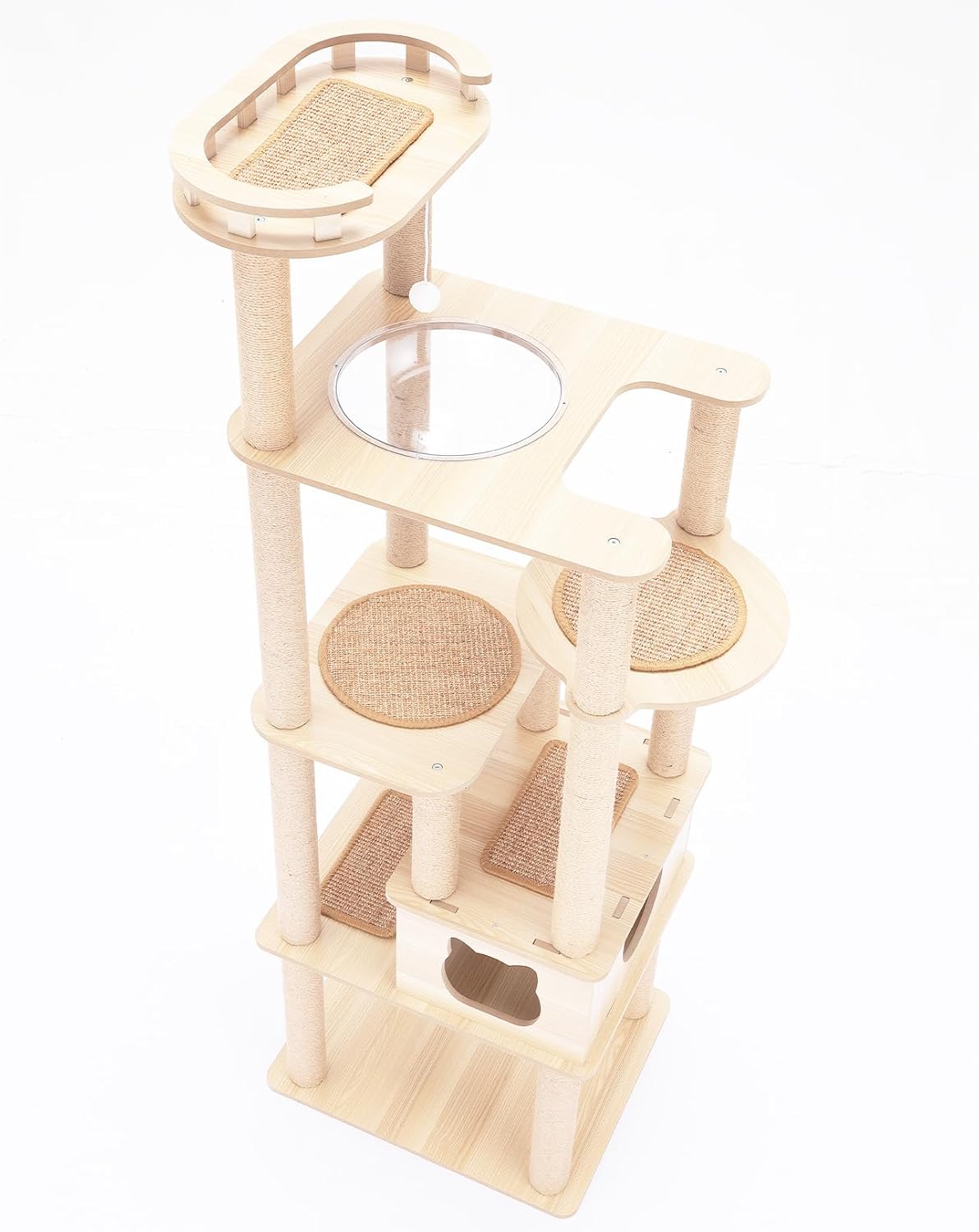 猫家族 キャットタワー 木製 高さ180cmスリムタワー 宇宙船カプセル