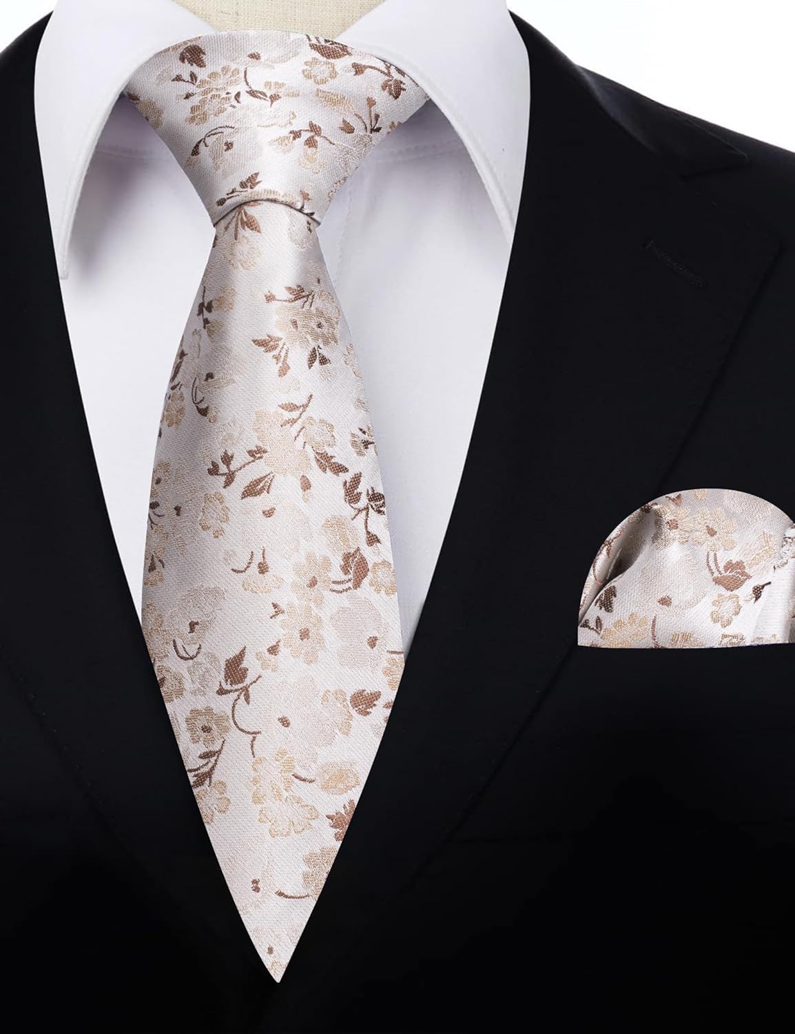 Alizeal Mens 3.15inches Flower Patterned Tie with Floral Printed Pocket Square - Image 5