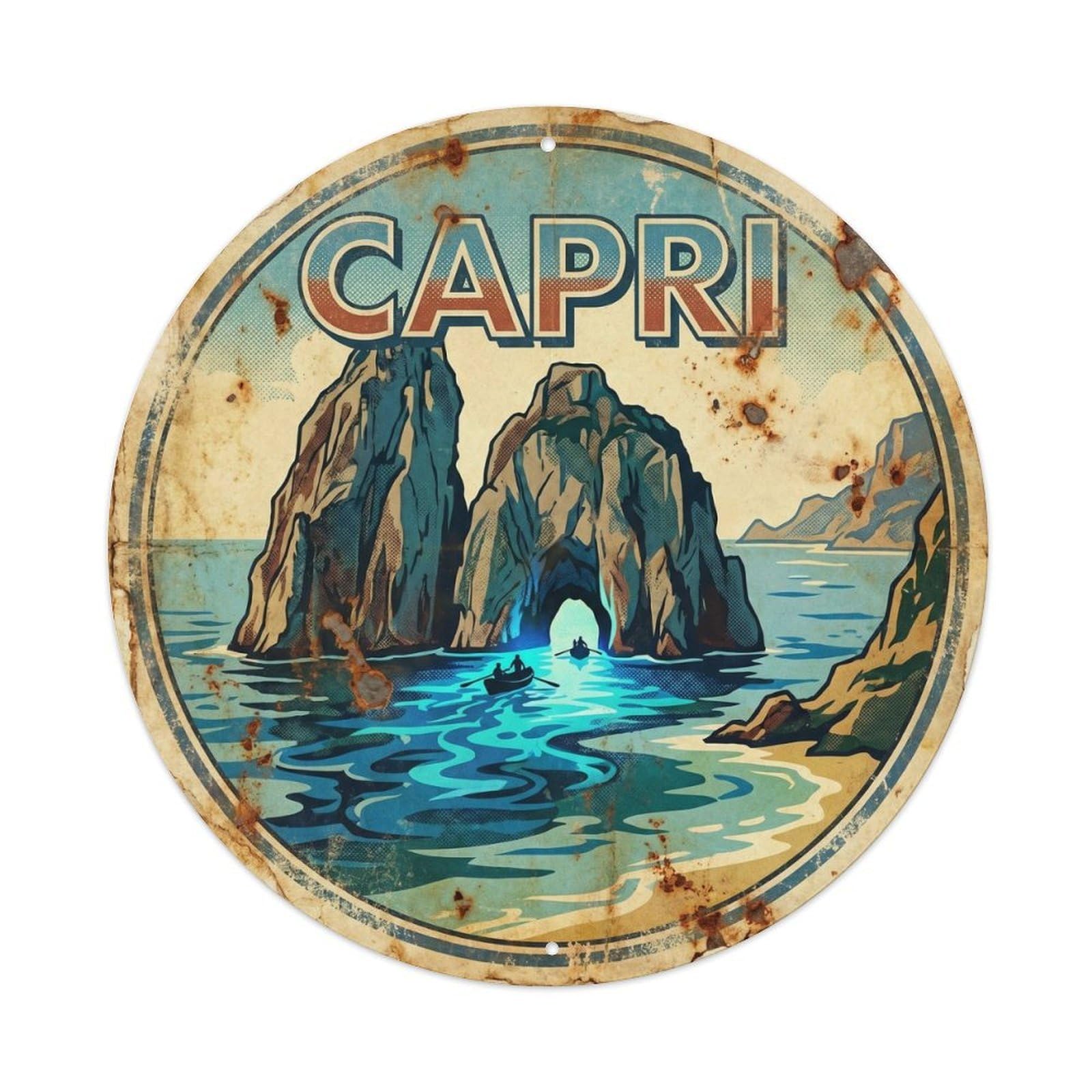 Capri Old Coast Classic Travel Destination Metal Tin Sign