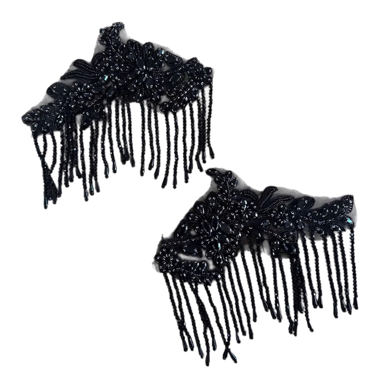 Kaeltsyn Rhinestones Fringe Embellishment with Glass Rhinestones and Beads for Costumes Design Party Wear Adornings