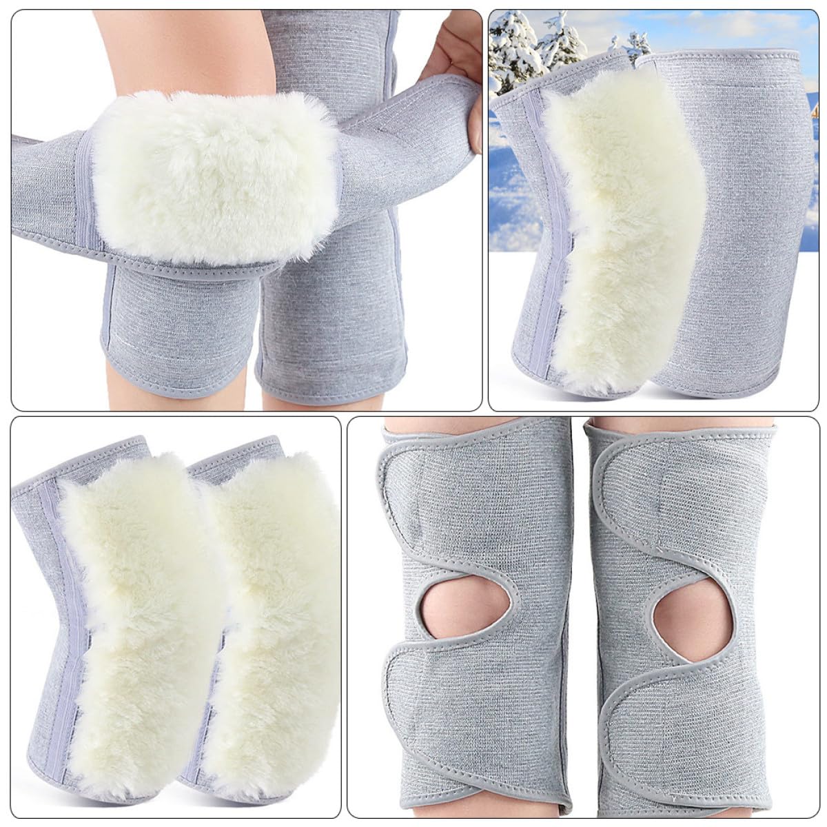VALICLUD Genouillères D’hiver en Laine Épaisse Taille Unique Gris Protection Thermique Souple pour Cyclisme Travail Outdoor Confort Solide et Chaud pour Sport et Activité Hivernale