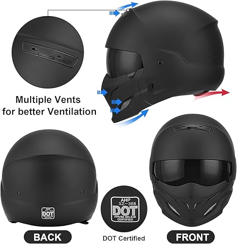 Miniatura 4 de Casco de cara completa para motocicleta unisex-adulto para bicicleta de tierra, ATV, scooter, crucero, casco de motocross de 34 de cara