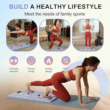 Pilates Board Set mit Pilate Bar and Resistance Bands, Mini Pilates Reformer Machine at Home Multifunctional Ab Roller Exercise Board Workout Equipment
