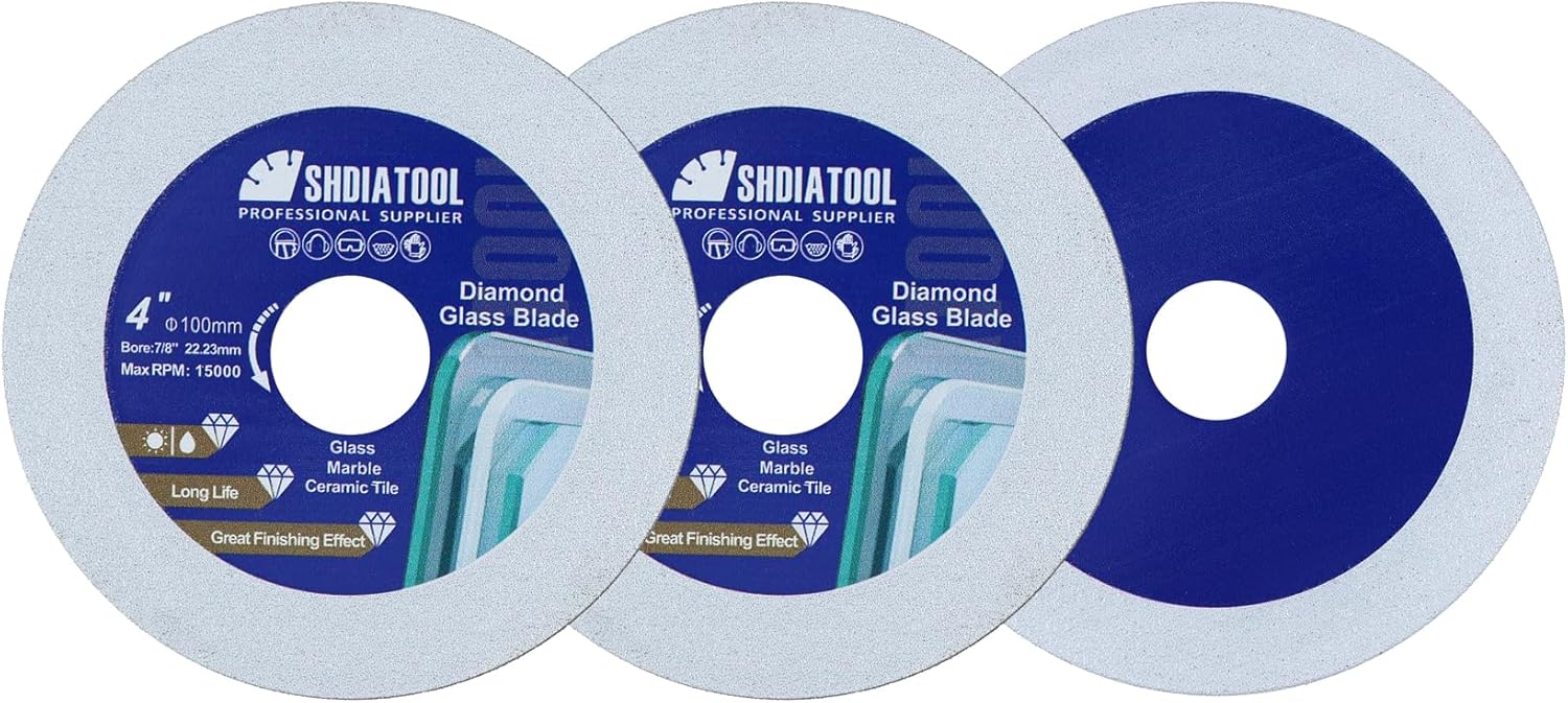 SHDIATOOL Diamond Glass Cutting Disc 4-1/2-Inch Saw Blade, Ultra-Thin Cut Off Wheel for Tile Ceramic Porcelain Marble 115mm (5 of Pack)