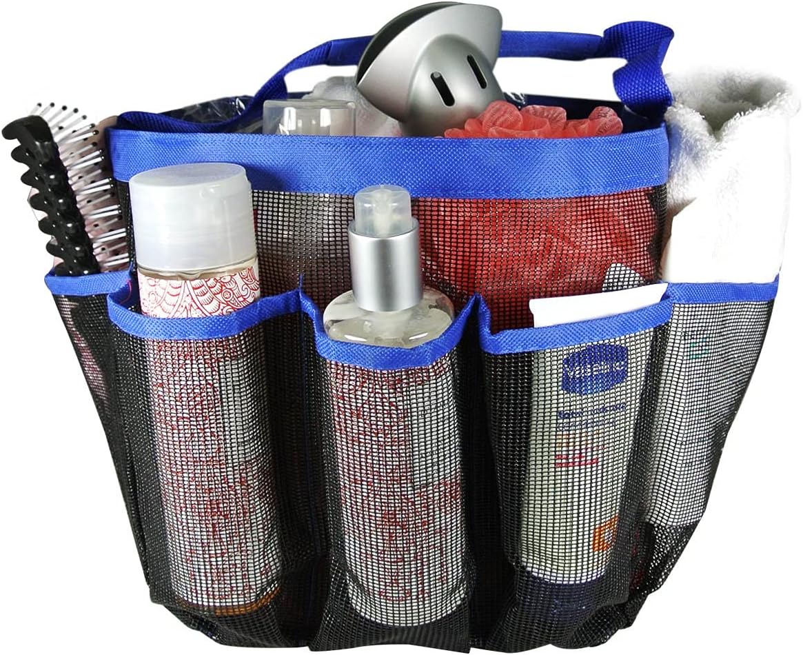 Wrapables Portable Mesh Shower Tote Bag, Blue